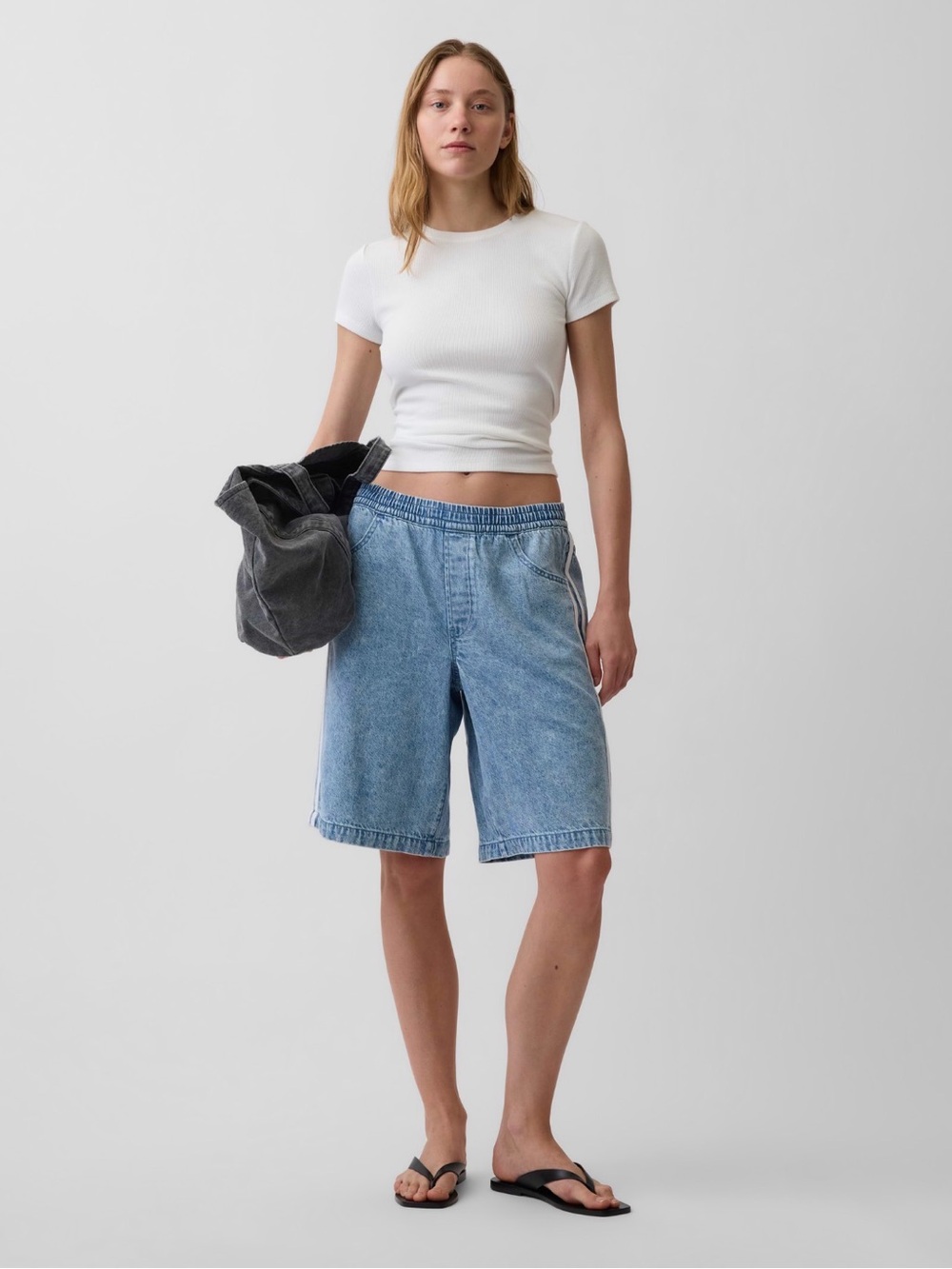 GAP Light Blue Denim Bermuda Short with side stripe for Women